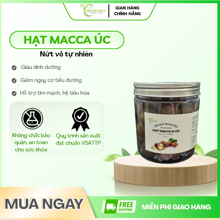 Hạt Macca Úc nức vỏ tự nhiên